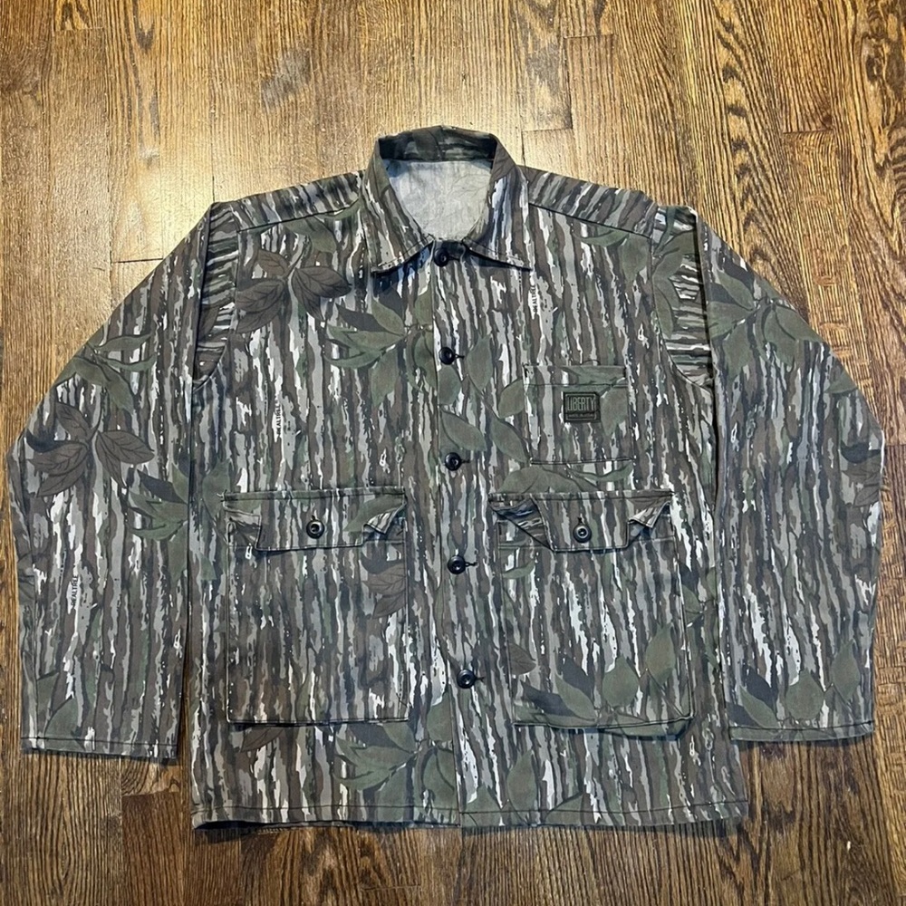 Vintage Rare Liberty 4 Pocket Real Tree Jacket Shirt L/XL see Measurements